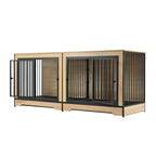 Wooden Dog Crate Furniture with Two Combined Rooms for Medium to Large Dogs