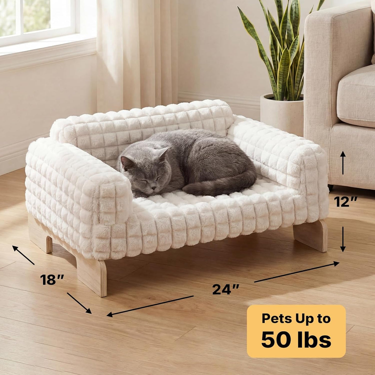 Elevated Wooden Pet Sofa Bed – 2 Sizes, 2 Colors