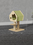 Modern Wooden Cat Condo with Scratching Post