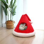 Christmas Cat Cave Bed – 2-in-1 Tree Tent, 16.9"