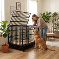 48 Inch Heavy Duty Indestructible Dog Crate with Wheels