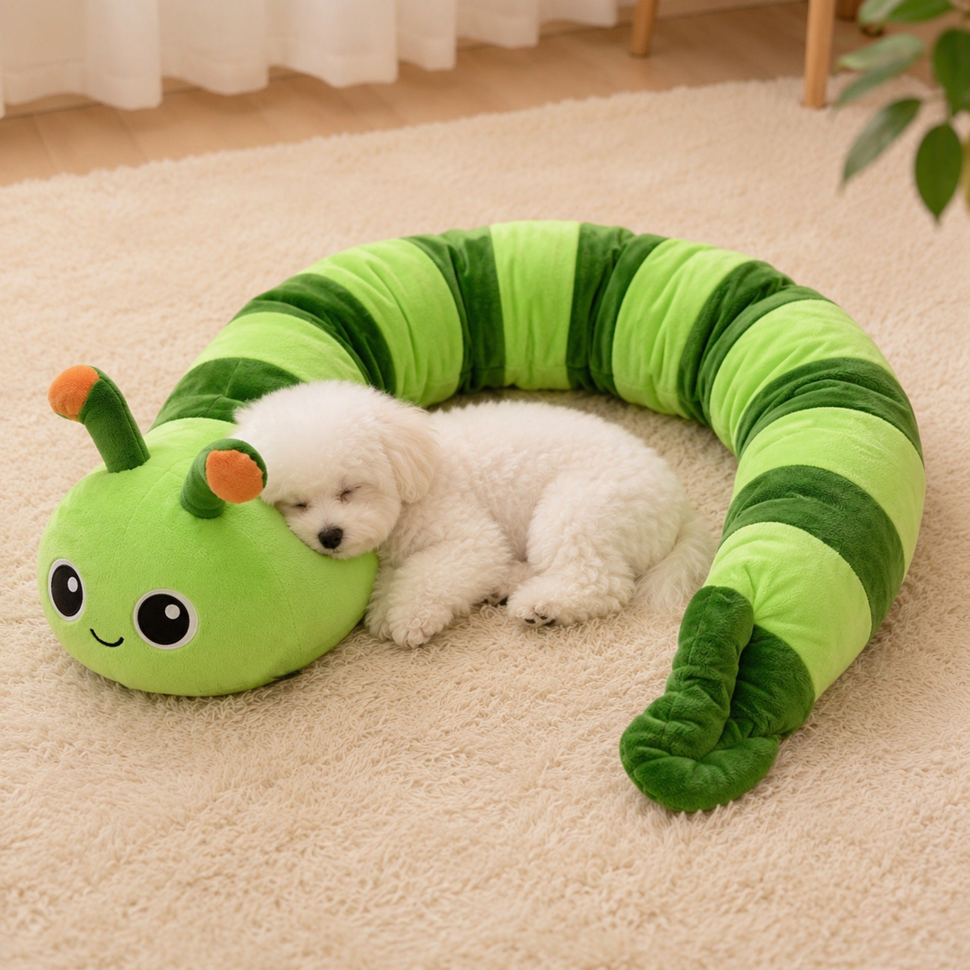 New Pet Doll Pillow, Dog Bed Pillow, Creative New Caterpillar-Shaped Dog Pillow, Soft And Comfortable Pet Supplies