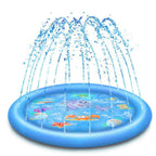 150cm Pet Play Water Spray Splash Mat Inflatable Sprinkler Cushion Pads Outdoor Garden Fountain Toy Tub Swimming Pool for Kids And Dog Portable Inflatable Water Toy Paddling Pools for Pets Inflatable Splash Sprinkler Pad