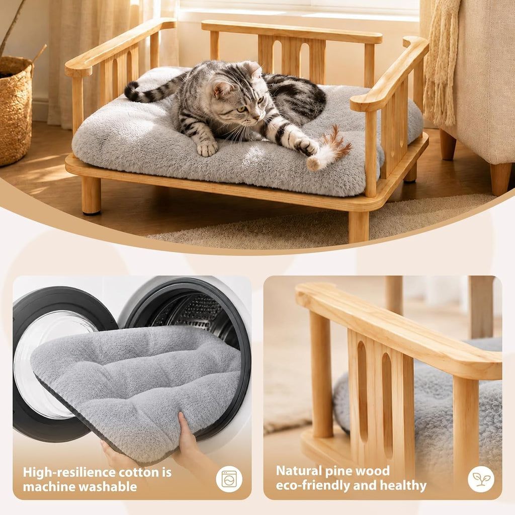 Elevated Cat & Small Dog Bed – Plush Mattress, Up to 60 lbs