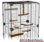 6pcs Natural Wood Bird Perches Parrot Cage Branch Stand Platform Set Small Birds