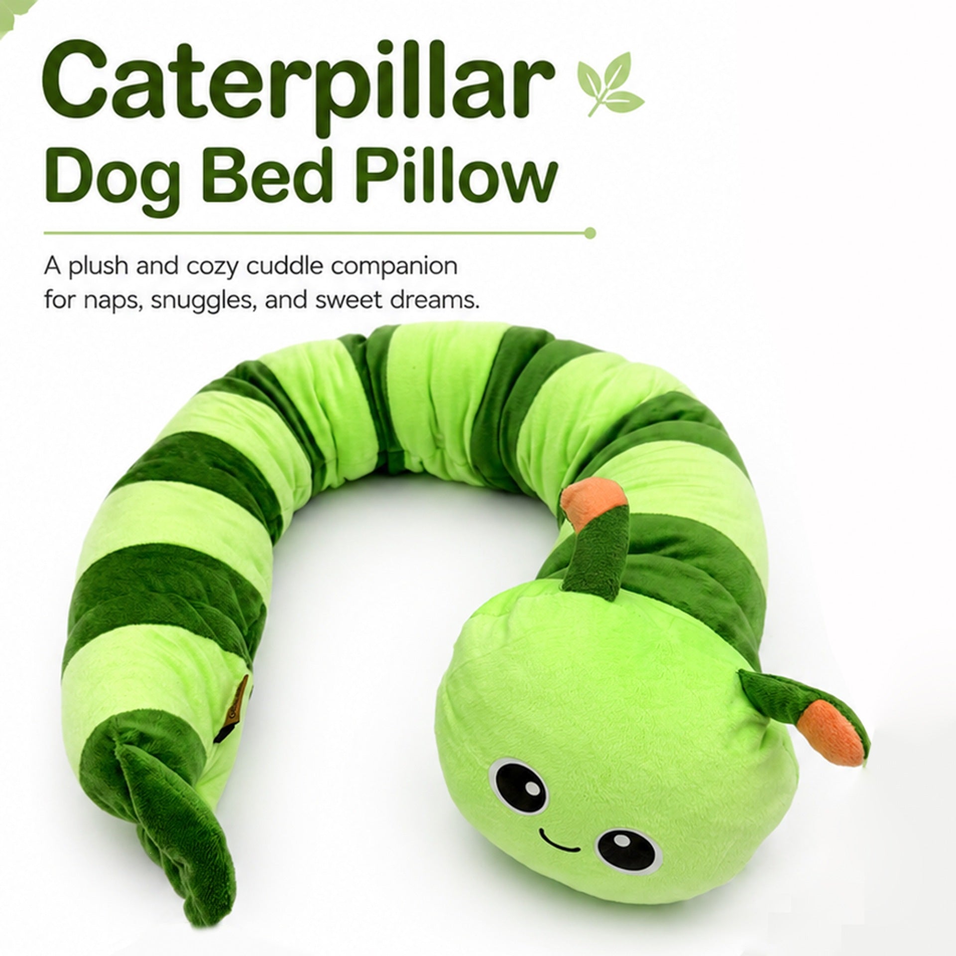 New Pet Doll Pillow, Dog Bed Pillow, Creative New Caterpillar-Shaped Dog Pillow, Soft And Comfortable Pet Supplies