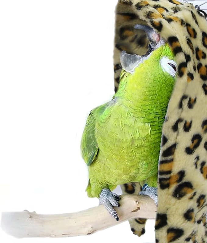 SIMENA Bird Blanket for Cage, Corner Fleece Bed for Birds, Cozy Bird Warmer, Parrot House for Cage, Cuddle Nest Hanging Toy for Lovebirds Parakeet (Yellow, Medium)