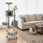 80 Inches Tall Cat Tree with 2 Large Condos and Dangling Toys