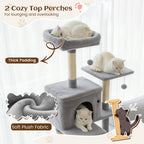 80 Inches Tall Cat Tree with 2 Large Condos and Dangling Toys