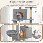80 Inches Tall Cat Tree with 2 Large Condos and Dangling Toys