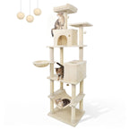 80 Inches Tall Cat Tree with 2 Large Condos and Dangling Toys