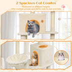 80 Inches Tall Cat Tree with 2 Large Condos and Dangling Toys