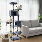 80 Inches Tall Cat Tree with 2 Large Condos and Dangling Toys