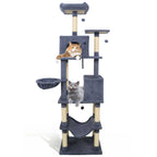 80 Inches Tall Cat Tree with 2 Large Condos and Dangling Toys