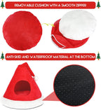 Christmas Cat Cave Bed – 2-in-1 Tree Tent, 16.9"