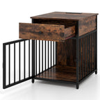 Dog Crate Furniture for Small Dogs Wooden Puppy Kennel with Charging Station-Rustic Brown