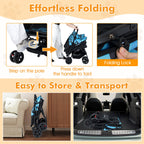 Foldable Double Pet Stroller with Adjustable Sunshade and Storage Basket