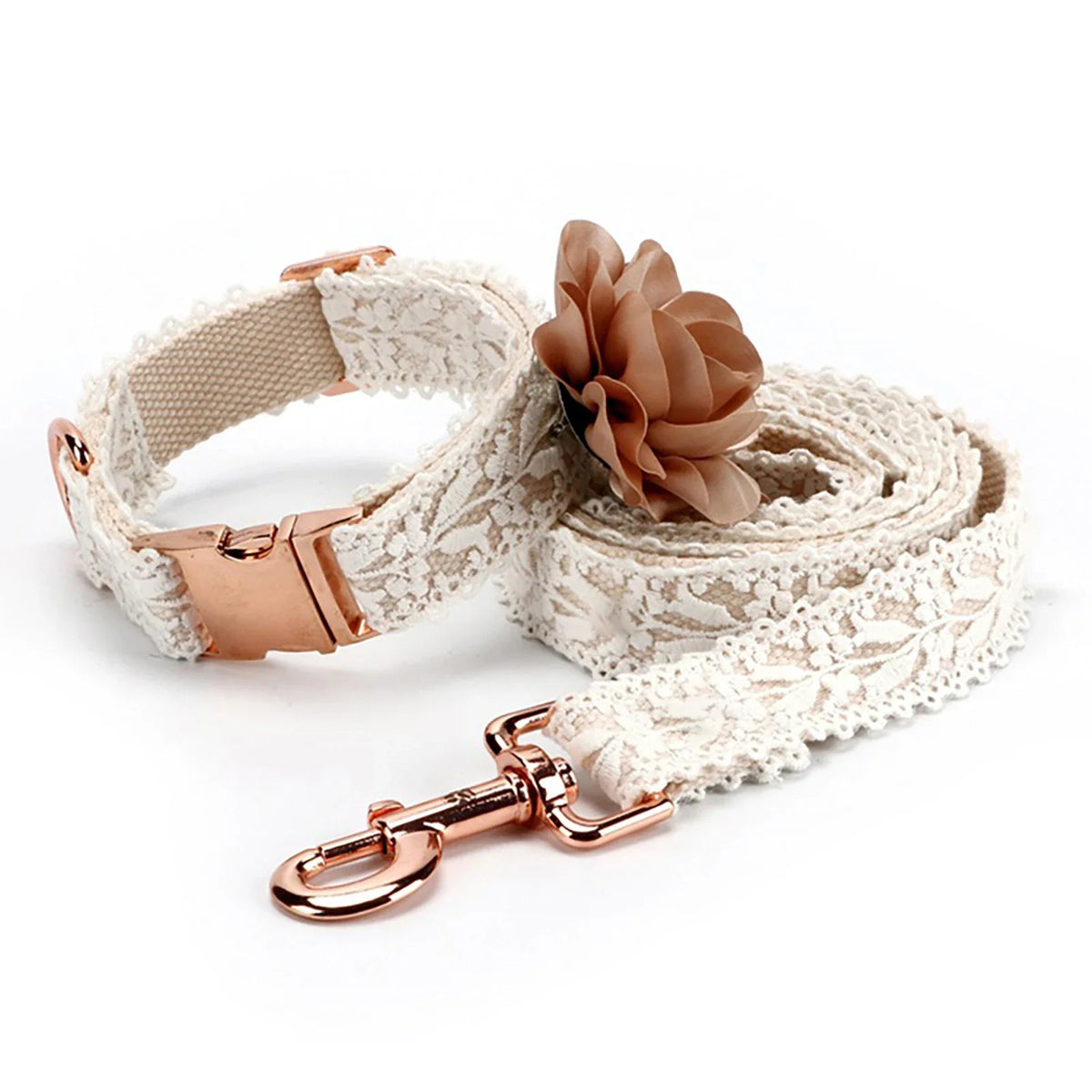 Beauty Floral Lace Dog Collar & Leash Set
