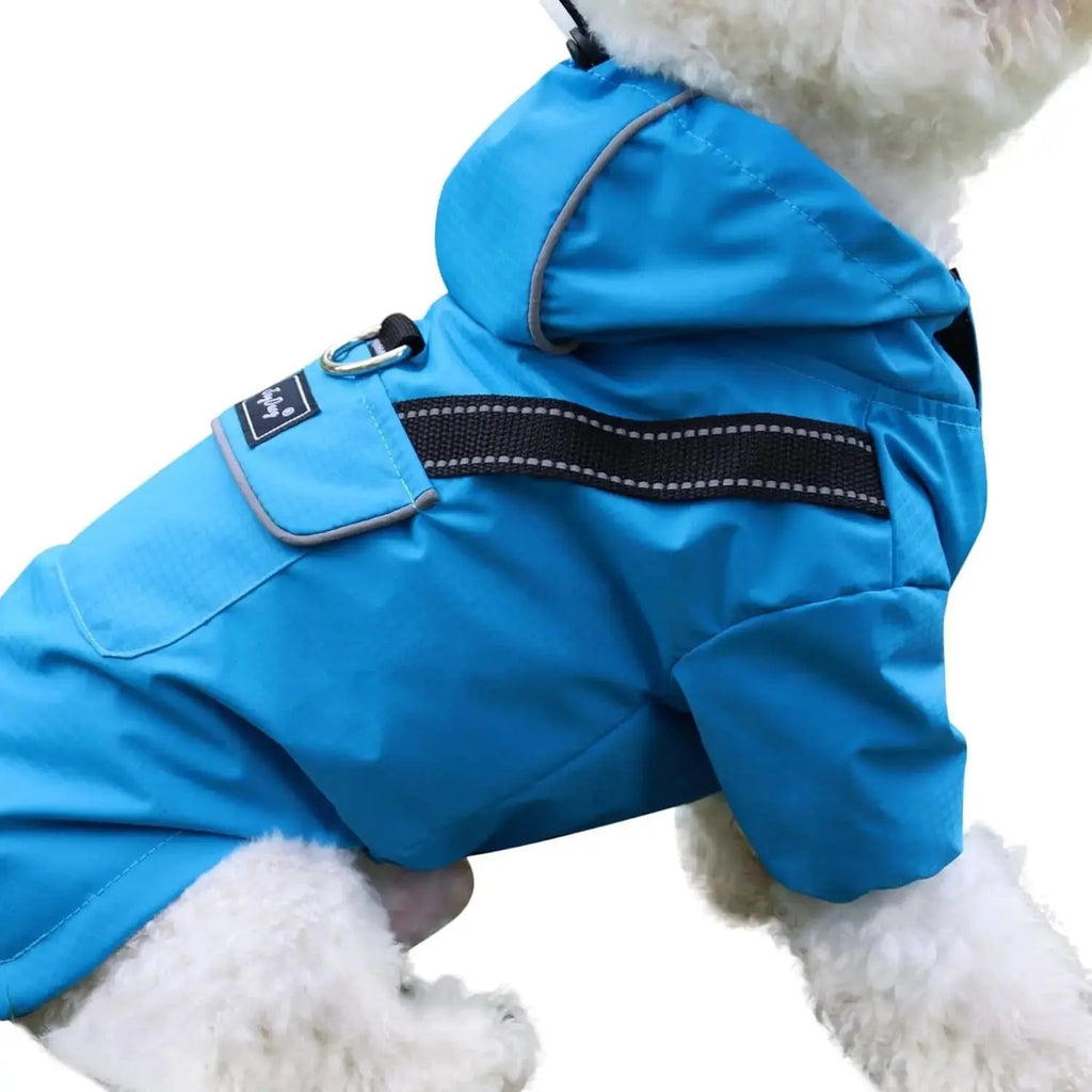 Outdoor Waterproof Dog Raincoat w/ Hood Reflective Sizes XS–XL in 4 Colors