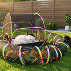 Outdoor Cat Enclosure with 134" Tunnel, XL Pop-Up Cat Tent & Playpen