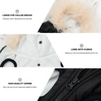 Waterproof Dog Coat Jacket with Faux Fur Hood & Reflective Strap