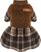 Plaid Dog Sweater Dress – Warm Winter Outfit for Puppies
