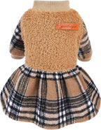 Plaid Dog Sweater Dress – Warm Winter Outfit for Puppies