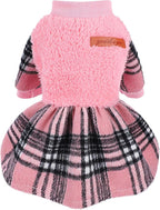 Plaid Dog Sweater Dress – Warm Winter Outfit for Puppies
