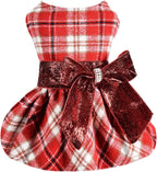 Plaid Dog Sweater Dress – Warm Winter Outfit for Puppies