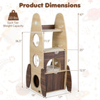 Rocket Cat Tree 47 Inch Large Wooden Cat Tower for Indoor Cats-Natural