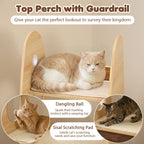 Rocket Cat Tree 47 Inch Large Wooden Cat Tower for Indoor Cats-Natural