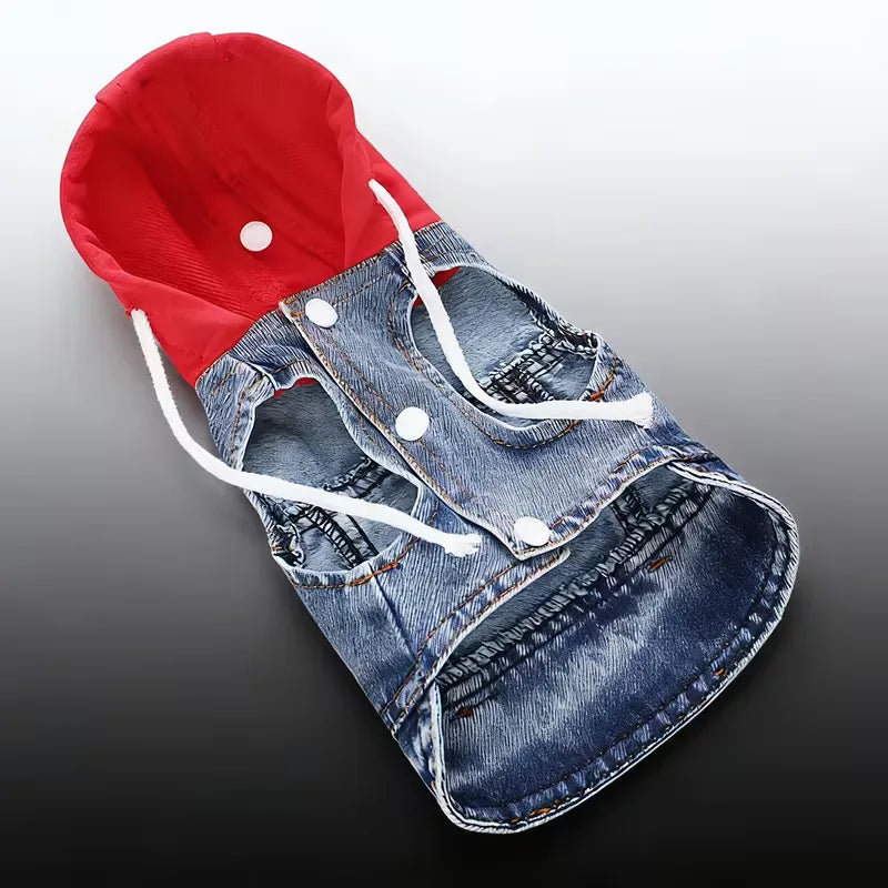 Denim Dog Hoodie Jacket for Small Dogs & Cats