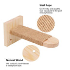 Wooden Cat Wall Steps – Wall Mounted Climbing Ladder with Sisal Rope Scratching Post