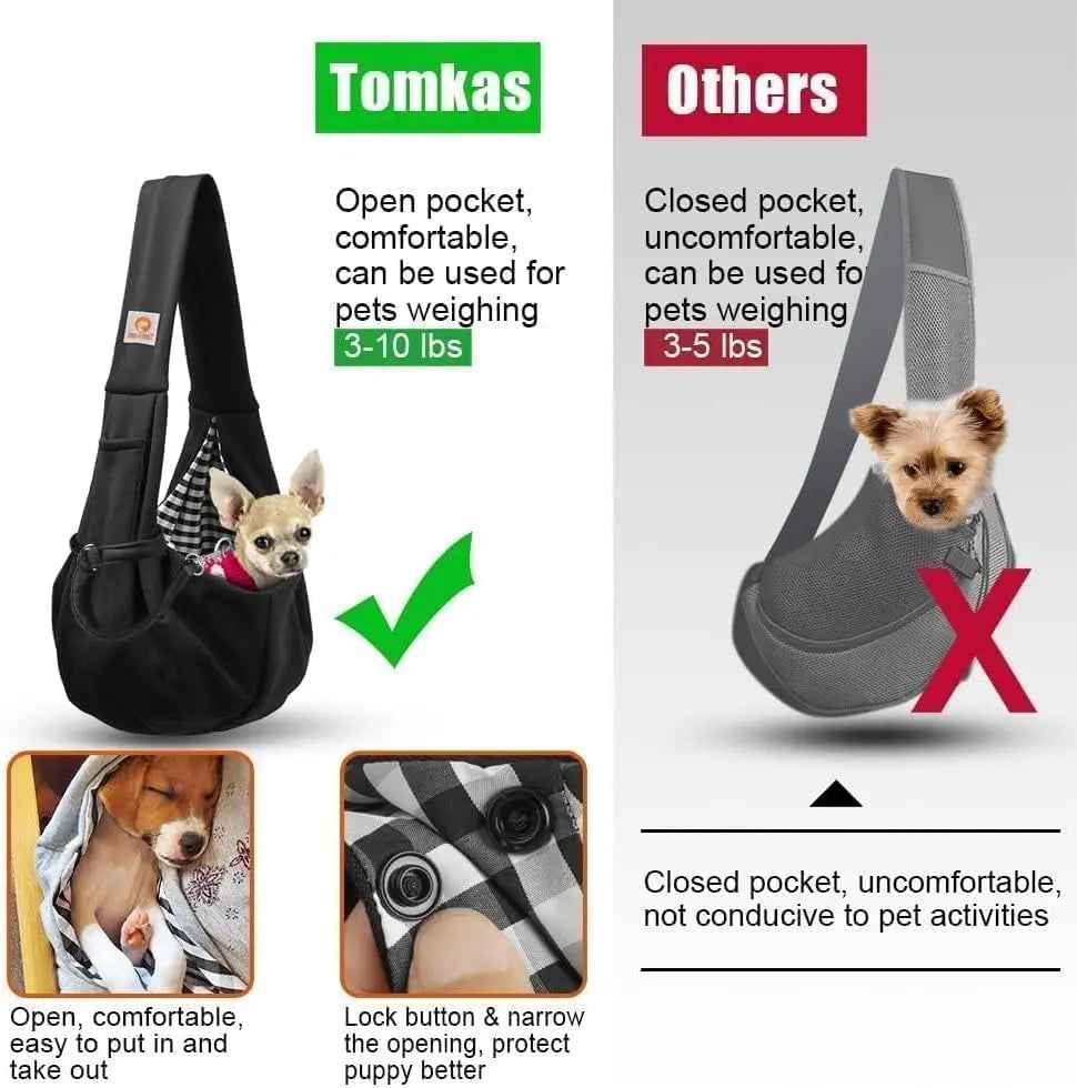 Small Dog Sling Carrier – Hands-Free Pet Pouch for Dogs & Cats, 3–10 lbs