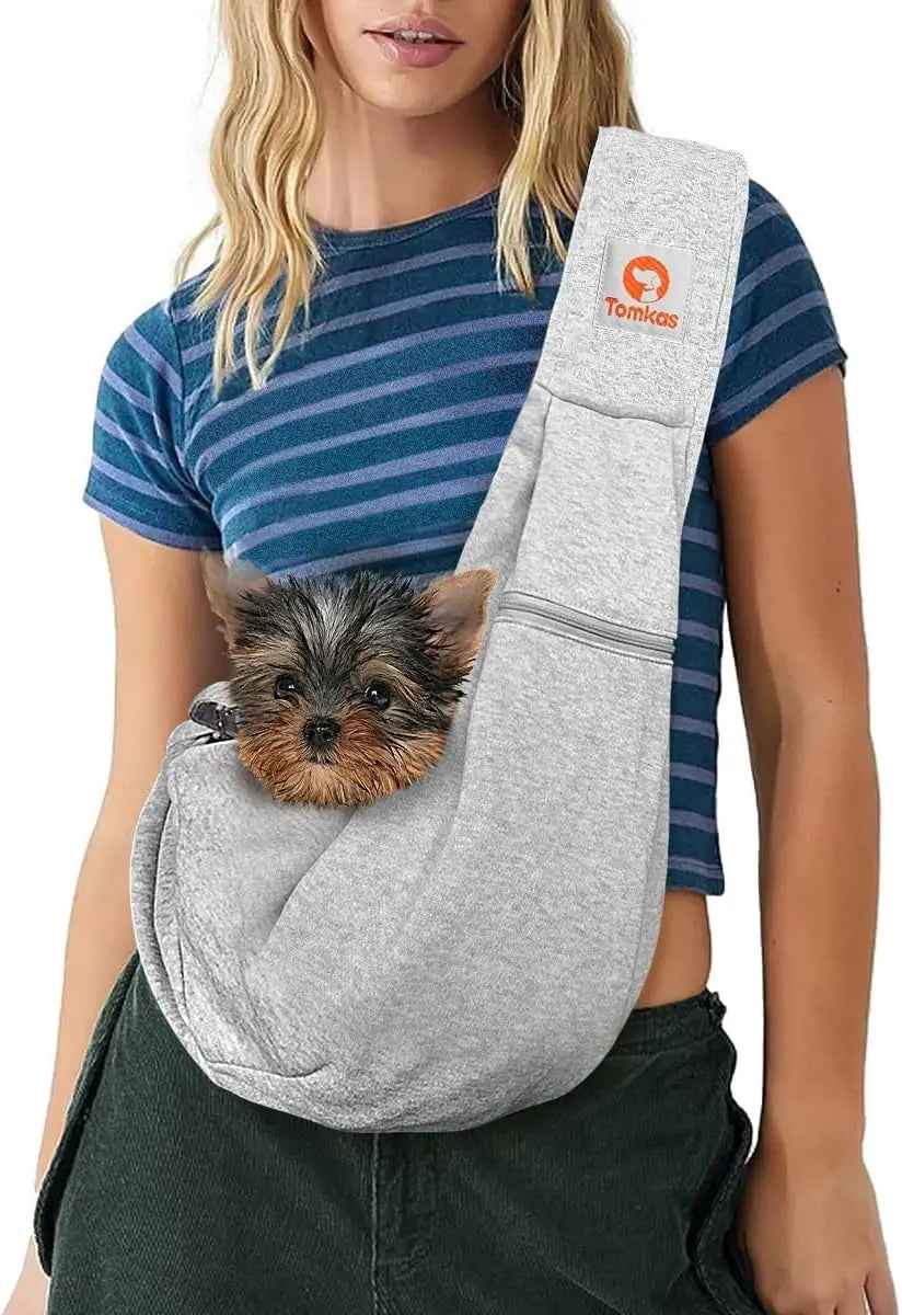 Small Dog Sling Carrier – Hands-Free Pet Pouch for Dogs & Cats, 3–10 lbs