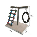 Solid Wood Parrot Station Frame Training Bird Shelf Parrot Toys