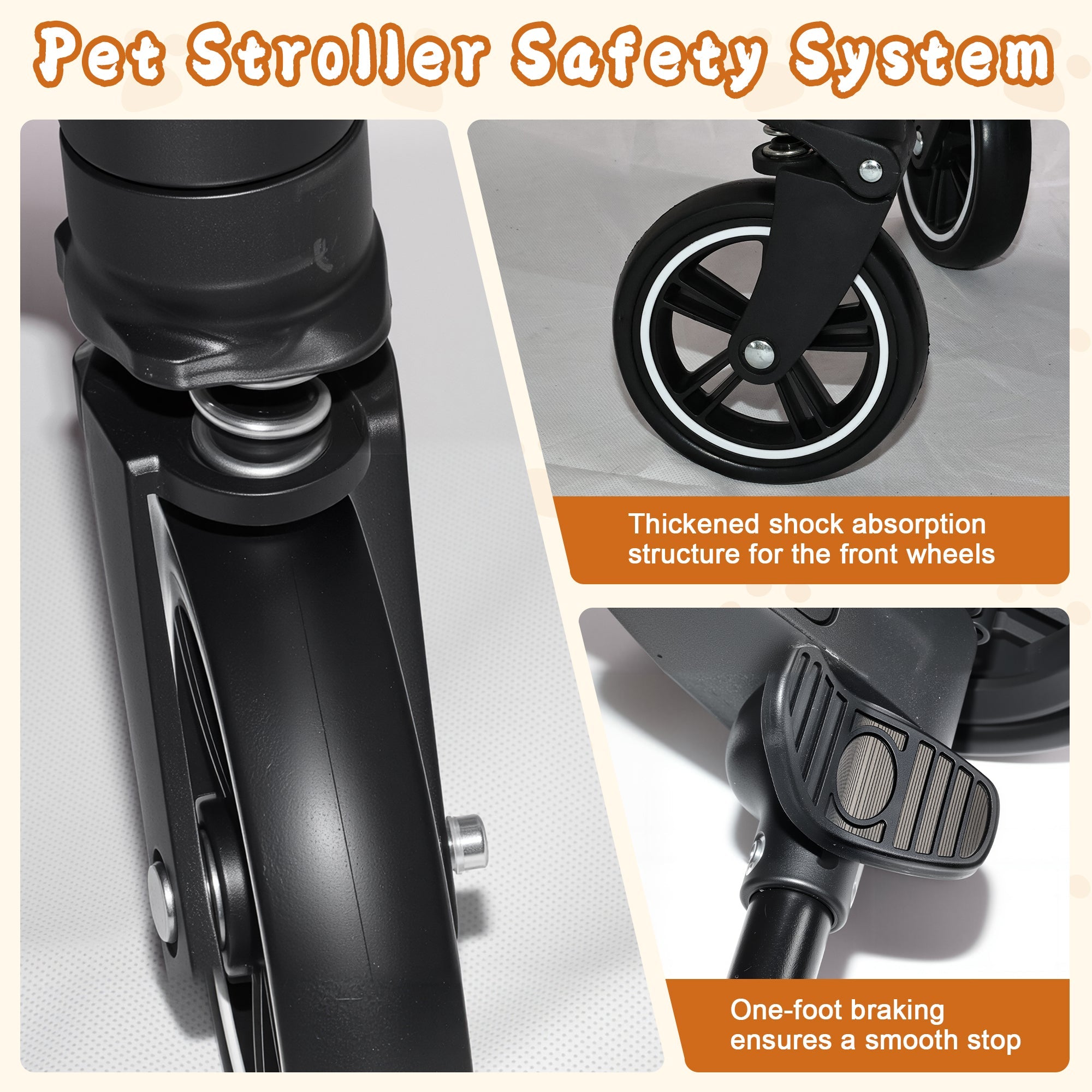 Pet Stroller for Dogs and Cats, 2-in-1 Detachable Foldable With Sun Canopy