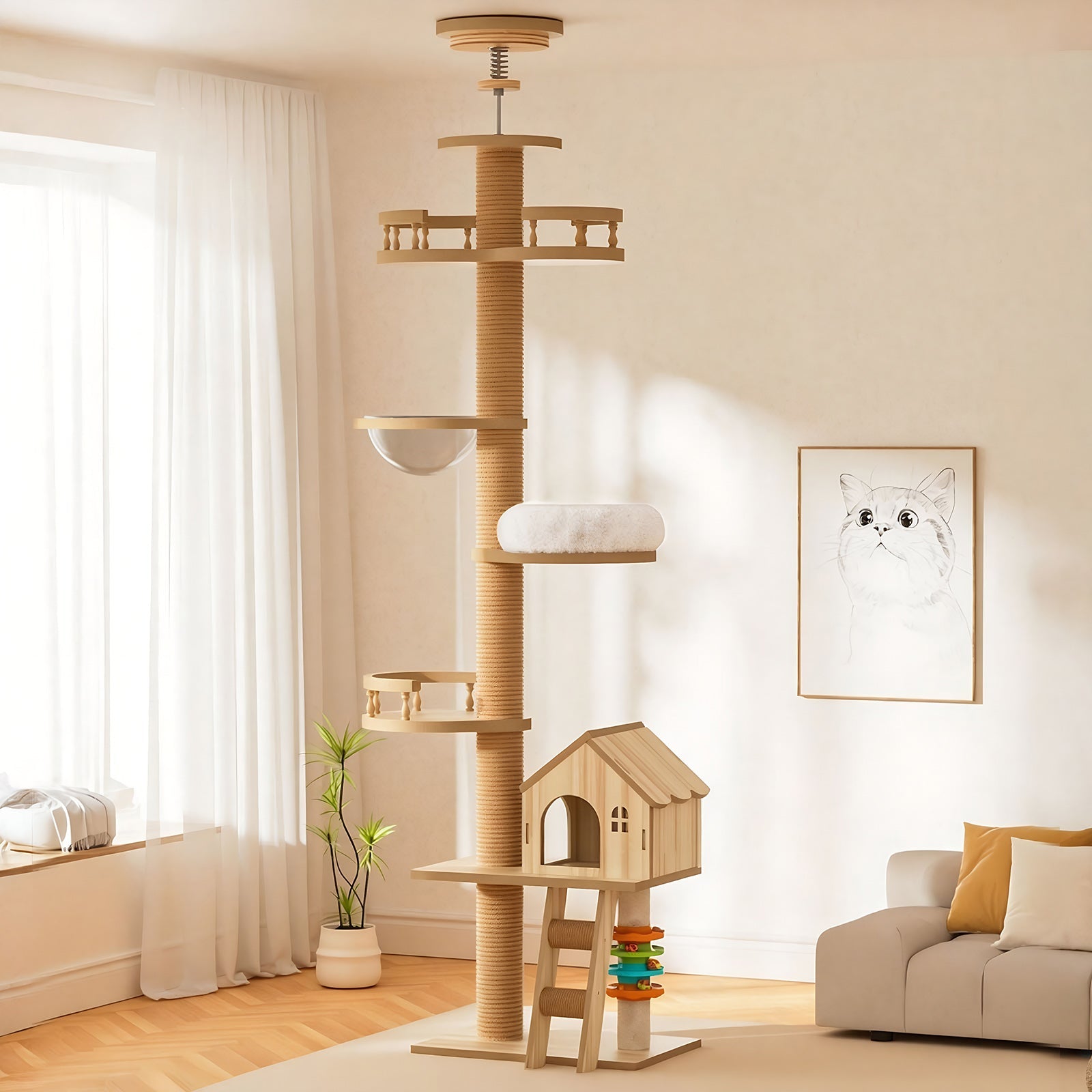 Floor to Ceiling Cat Tree with Scratching Post