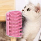 Cat Scratcher Corner Pet Brush Comb Play Cat Toy Plastic Scratch Bristles Arch Massager  Self Groomer with Catnip Pouch Cat Wall Corner Massage Groomer Cat Self Grooming Brush