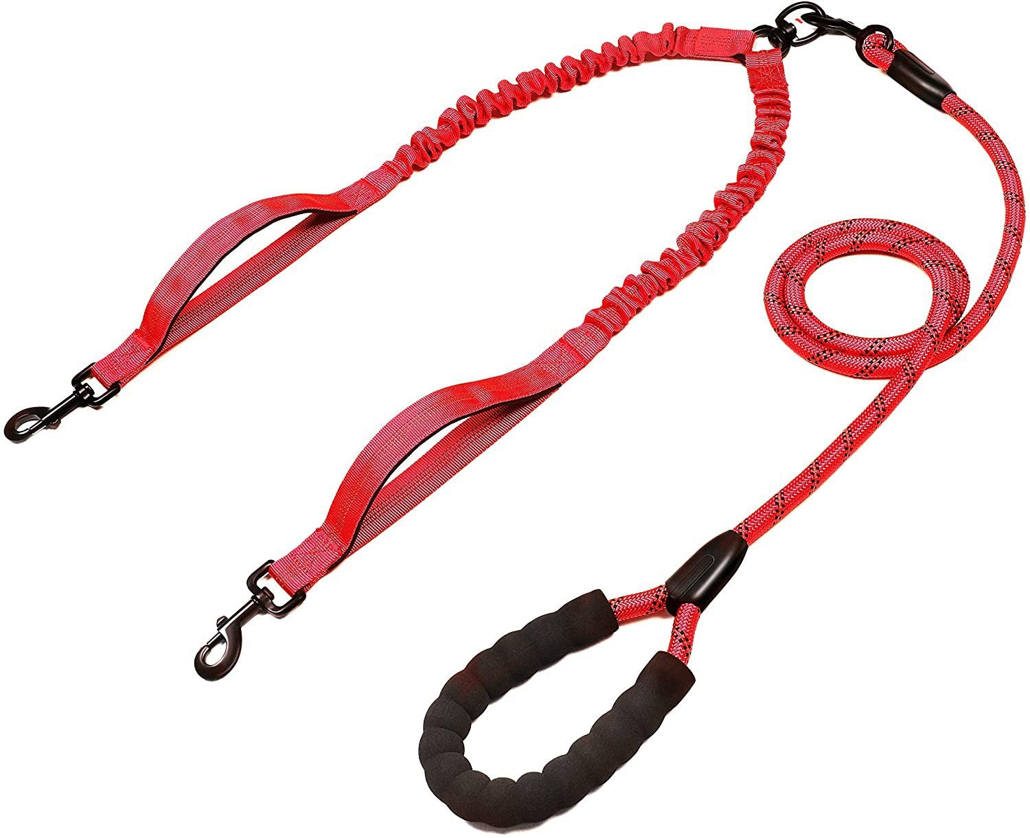 Pet Double Leash, One For Two, Double-Headed Dog Leash, 2 Dog Leashes, Telescopic Elastic Luminous Anti-Tangle Dog Leash