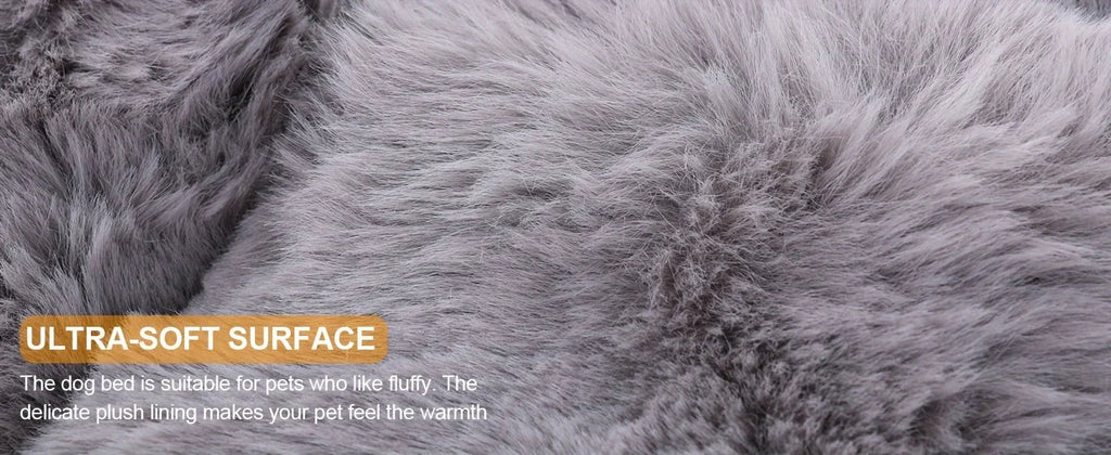 Extra Large Orthopedic Dog Bed - Luxurious Plush Faux Fur Kennel, Bite-Resistant, Dirt-Repellent and Machine Washable Pet Mat with Anti-Slip Bottom, Stylish for Living Rooms, All-Season Comfort & Joint Support for Large Dogs