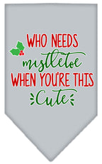 Christmas Pet and Dog Bandana Screen Printed, "Who Needs Mistletoe"