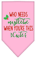 Christmas Pet and Dog Bandana Screen Printed, "Who Needs Mistletoe"