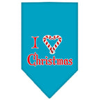 Christmas Pet and Dog Bandana Screen Printed, "I Heart Christmas"