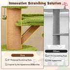 Mushroom Cat Tree for Indoor Cats with 2 Cute Condos Plush Perch and Teasing Balls-Green