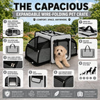 Pet Life ® 'Capacious' Dual-Sided Expandable Spacious Wire Folding Collapsible Lightweight Pet Dog Crate Carrier House
