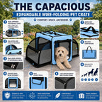 Pet Life ® 'Capacious' Dual-Sided Expandable Spacious Wire Folding Collapsible Lightweight Pet Dog Crate Carrier House