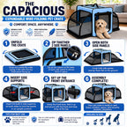 Pet Life ® 'Capacious' Dual-Sided Expandable Spacious Wire Folding Collapsible Lightweight Pet Dog Crate Carrier House