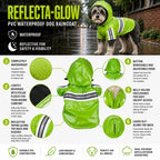 Pet Life ® 'Reflecta-Glow' Reflective Waterproof Adjustable Dog Raincoat Jacket w/ Removable Hood