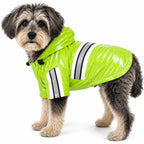 Pet Life ® 'Reflecta-Glow' Reflective Waterproof Adjustable Dog Raincoat Jacket w/ Removable Hood